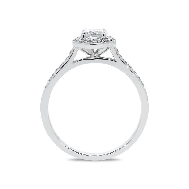 18ct White Gold 0.61ct Diamond Brilliant Cut Halo Ring