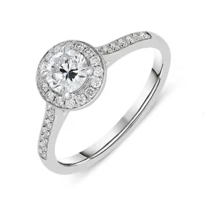 18ct White Gold 0.61ct Diamond Brilliant Cut Halo Ring