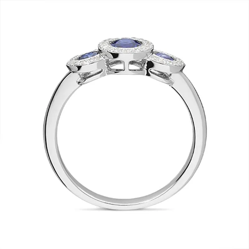 18ct White Gold 0.68ct Sapphire Diamond Ring