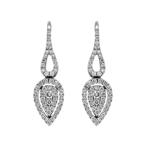 18ct White Gold 0.69ct Diamond Pave Set Leaf Drop Earrings D