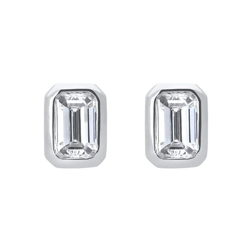 18ct White Gold 0.70ct Diamond Baguette Cut Stud Earrings