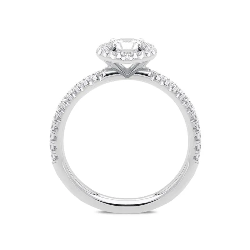 18ct White Gold 0.73ct Brilliant Cut Diamond Halo Ring