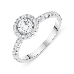 18ct White Gold 0.73ct Brilliant Cut Diamond Halo Ring