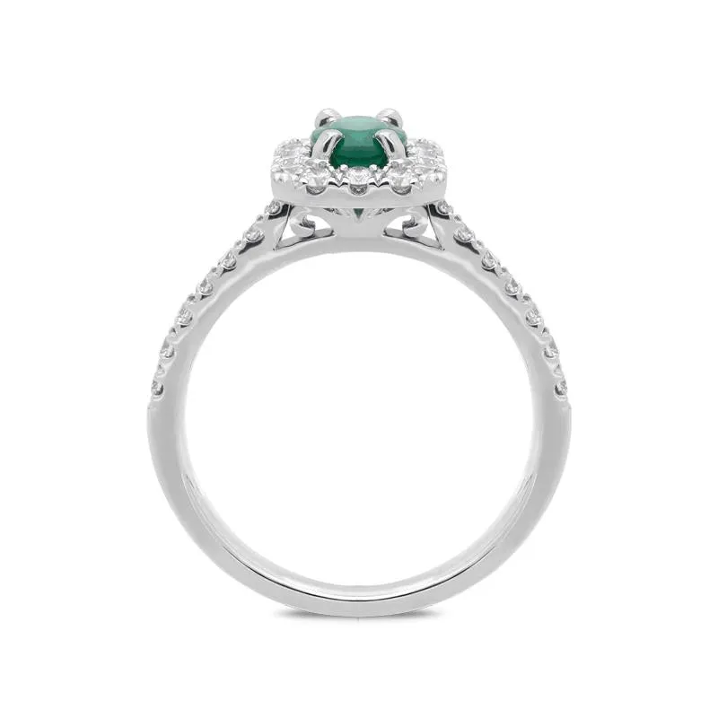 18ct White Gold 0.75ct Emerald Diamond Oval Cut Ring