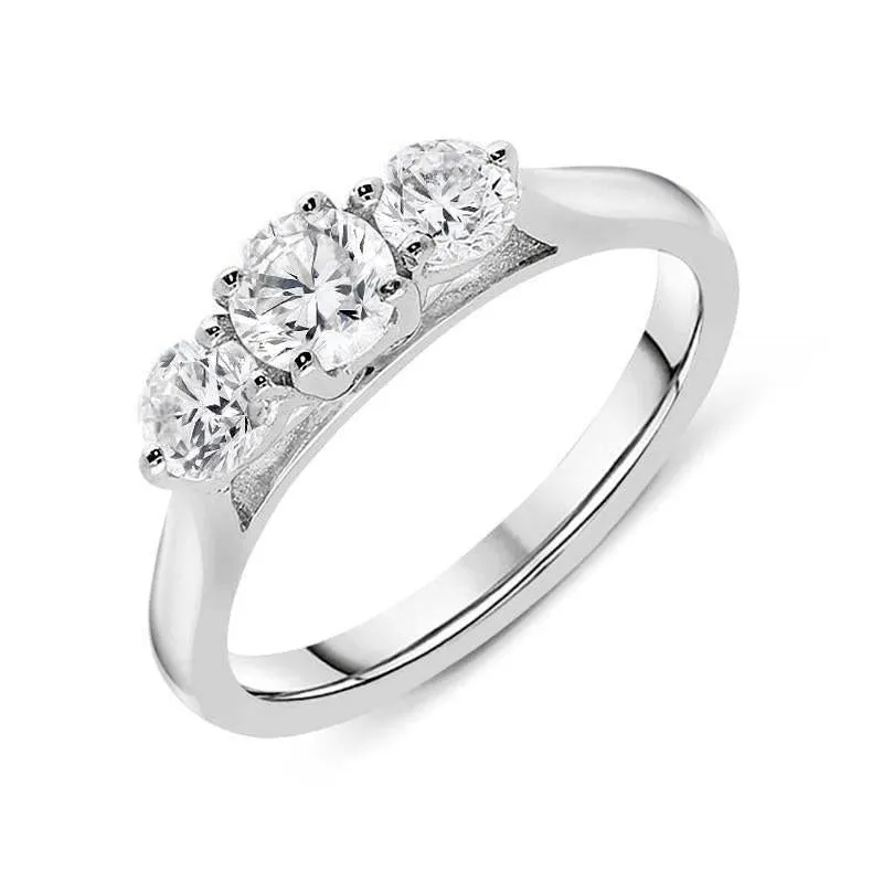 18ct White Gold 0.80ct Diamond Trilogy Ring
