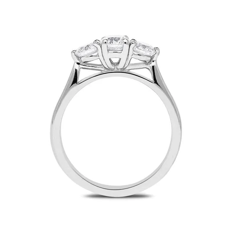 18ct White Gold 0.80ct Diamond Trilogy Ring