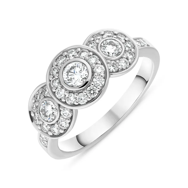 18ct White Gold 0.82ct Diamond Triple Round Shoulder Ring D
