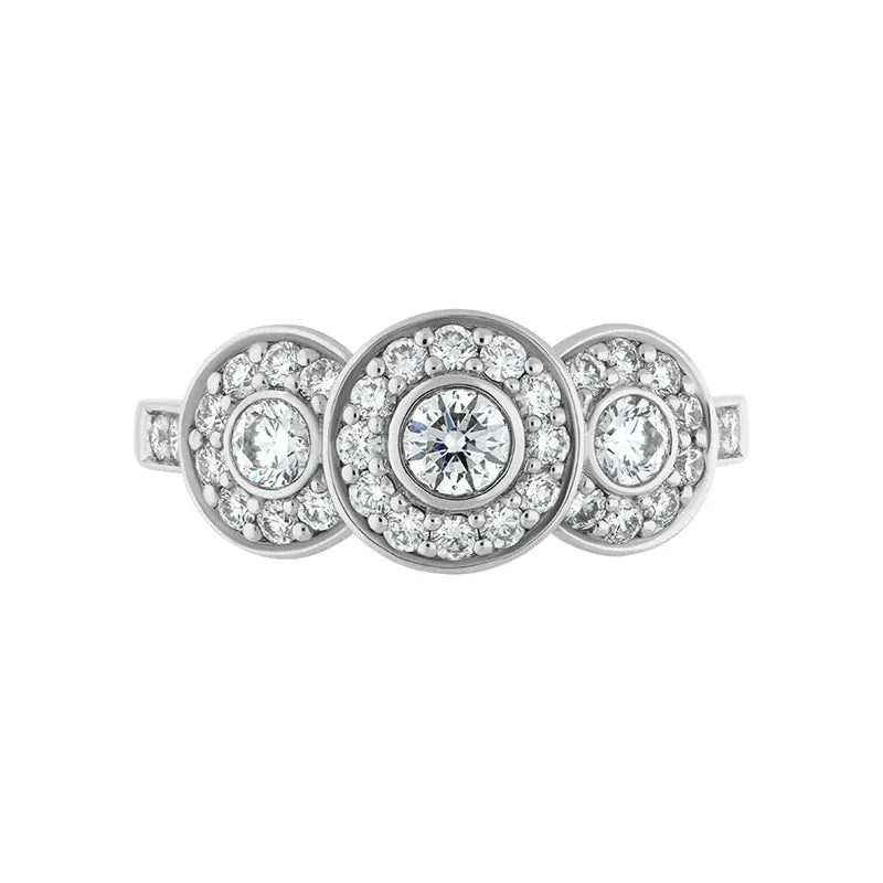 18ct White Gold 0.82ct Diamond Triple Round Shoulder Ring D
