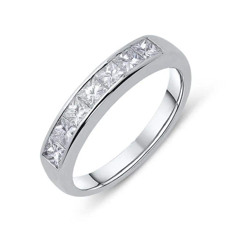 18ct White Gold 0.84ct Diamond Channel Set Half Eternity Ring