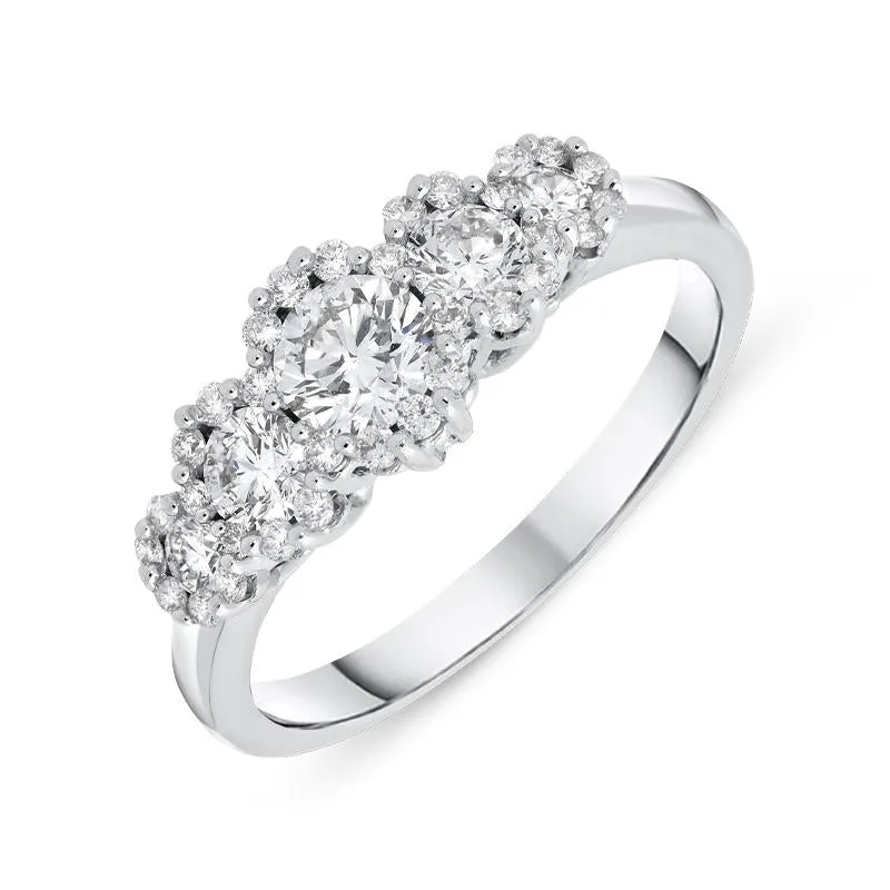 18ct White Gold 0.87ct Diamond Graduated Cluster Ring