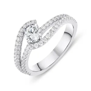 18ct White Gold 0.92ct Brilliant Cut Diamond Ring D