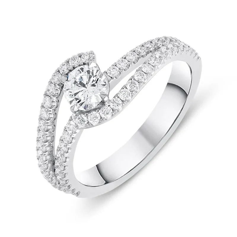 18ct White Gold 0.92ct Brilliant Cut Diamond Ring D