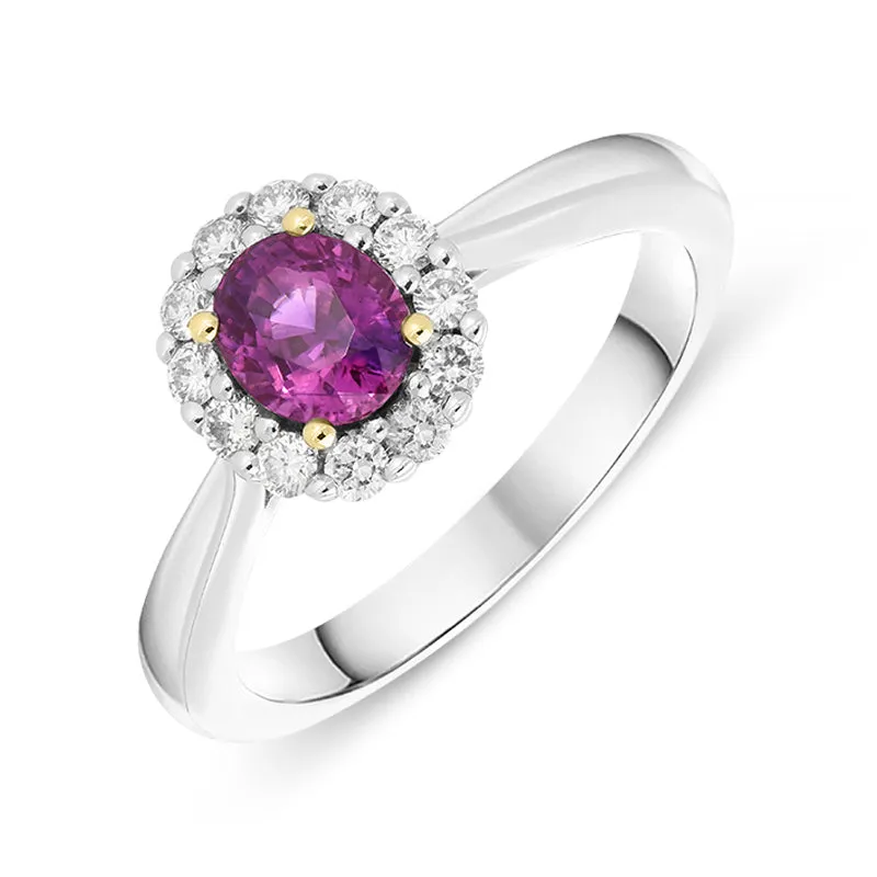 18ct White Gold 0.93ct Pink Sapphire and Diamond Ring