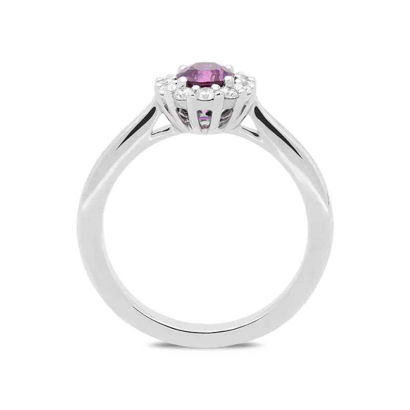 18ct White Gold 0.93ct Pink Sapphire and Diamond Ring