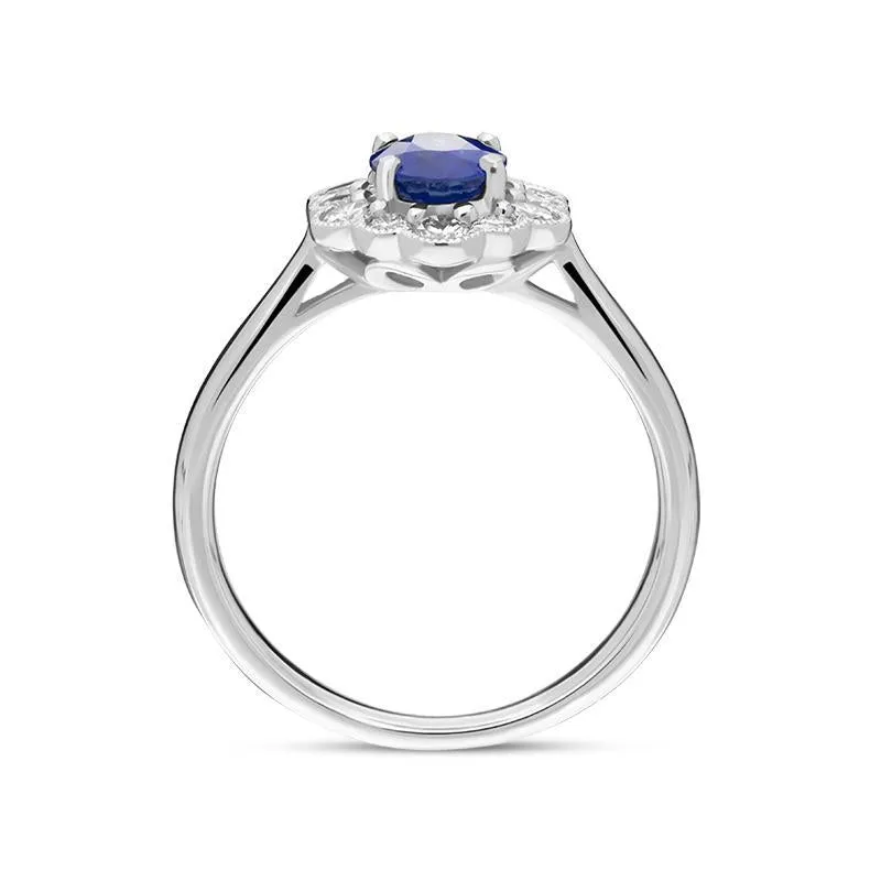 18ct White Gold 0.98ct Sapphire 0.40ct Diamond Flower Cluster Ring
