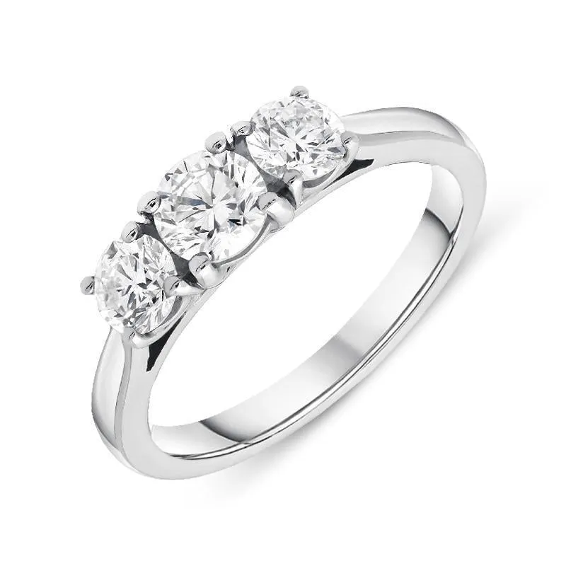 18ct White Gold 1.00ct Diamond Brilliant Cut Trilogy Ring
