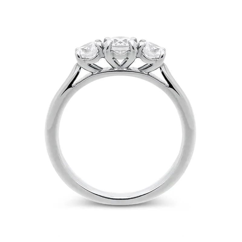 18ct White Gold 1.00ct Diamond Brilliant Cut Trilogy Ring