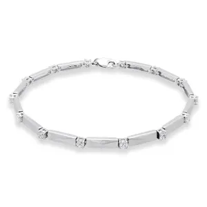 18ct White Gold 1.00ct Diamond Satin Finish Bracelet