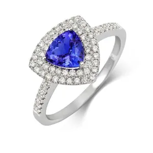 18ct White Gold 1.03ct Tanzanite Diamond Trillion Cut Ring
