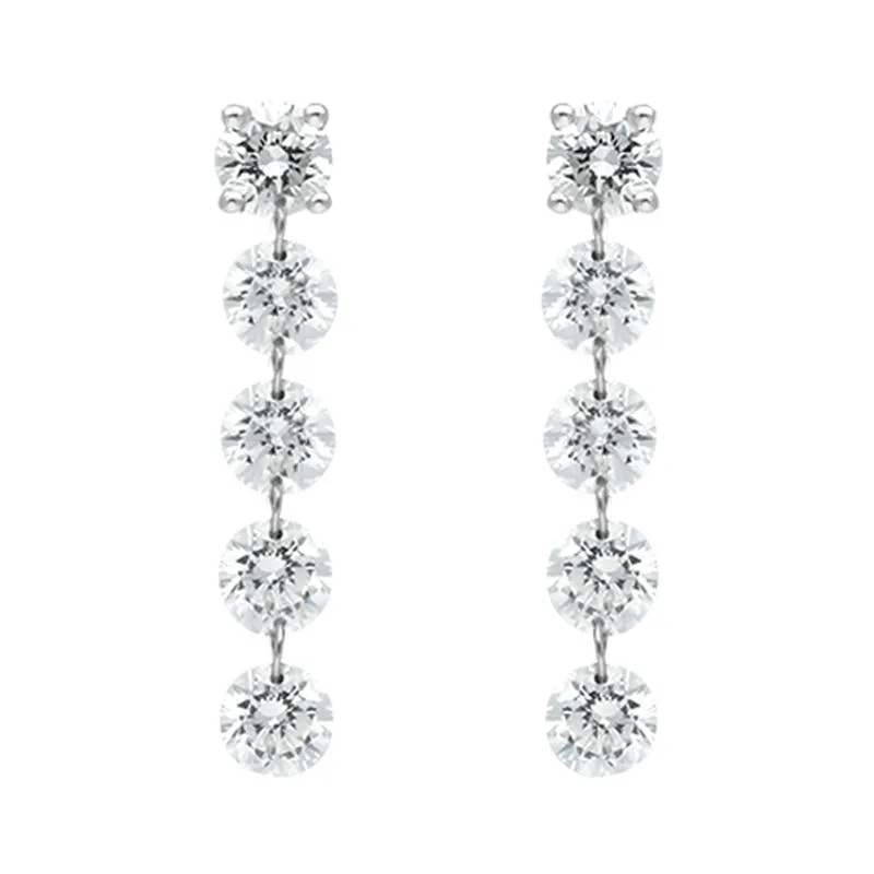 18ct White Gold 1.06ct Diamond Cascading Drop Earrings