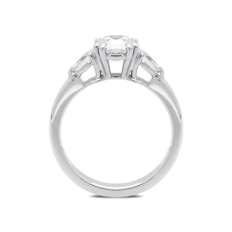 18ct White Gold 1.11ct Diamond Trilogy Ring D