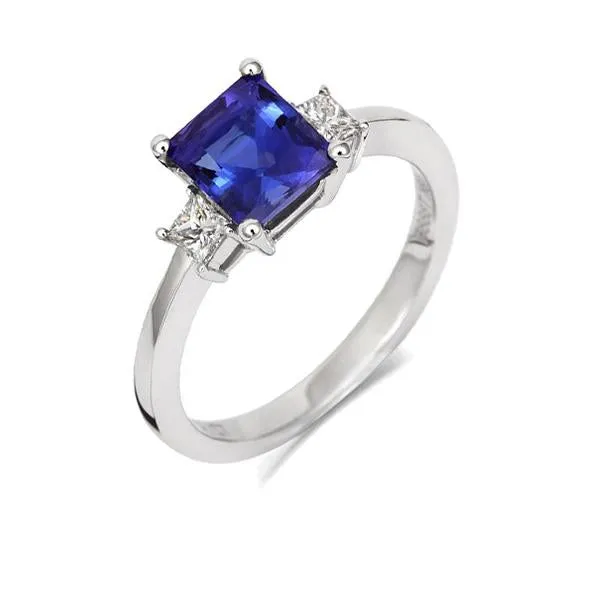 18ct White Gold 1.16ct Tanzanite 0.23ct Diamond Princess Cut Ring