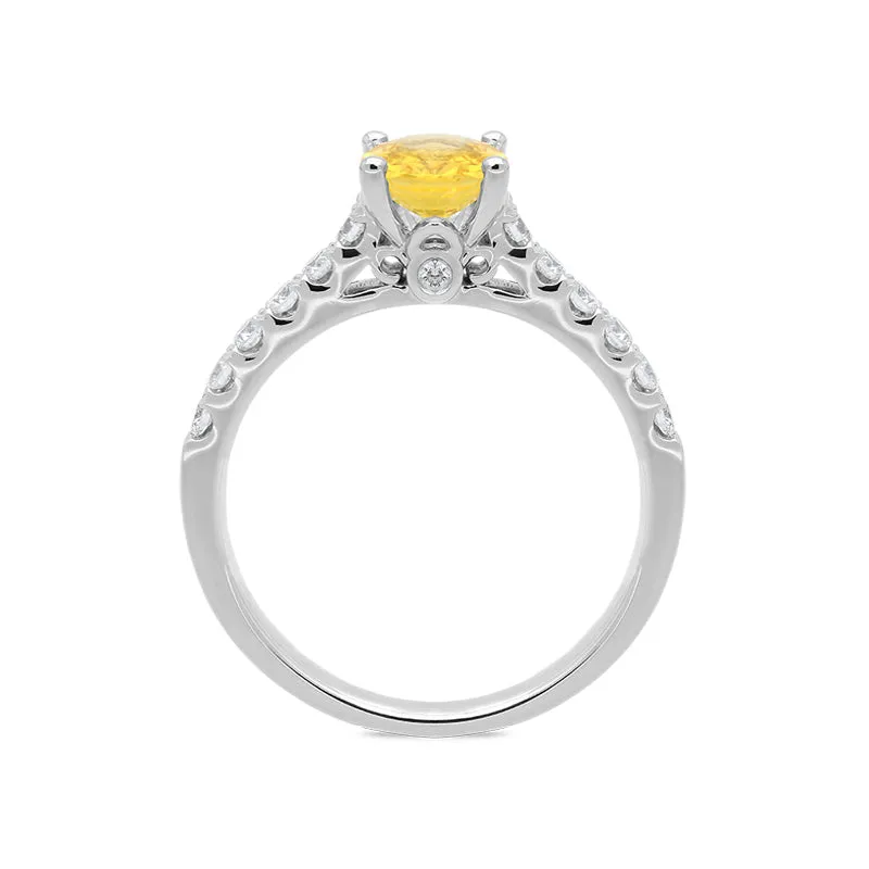 18ct White Gold 1.16ct Yellow Sapphire and Diamond Ring