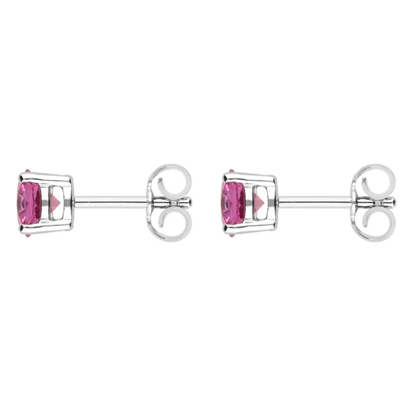18ct White Gold 1.30ct Pink Sapphire Solitaire Stud Earrings