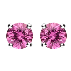 18ct White Gold 1.30ct Pink Sapphire Solitaire Stud Earrings