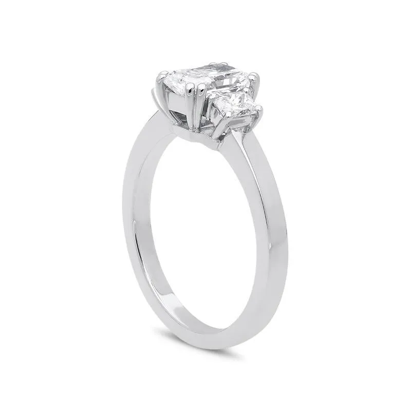 18ct White Gold 1.31ct Diamond Trilogy Ring D