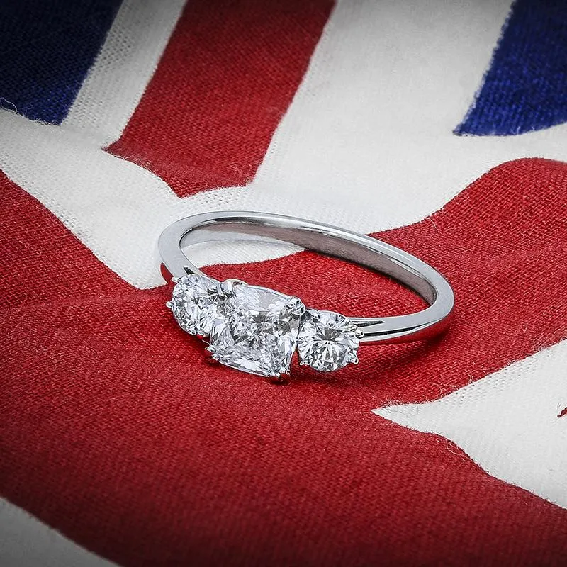 18ct White Gold 1.38ct Diamond Trilogy Ring