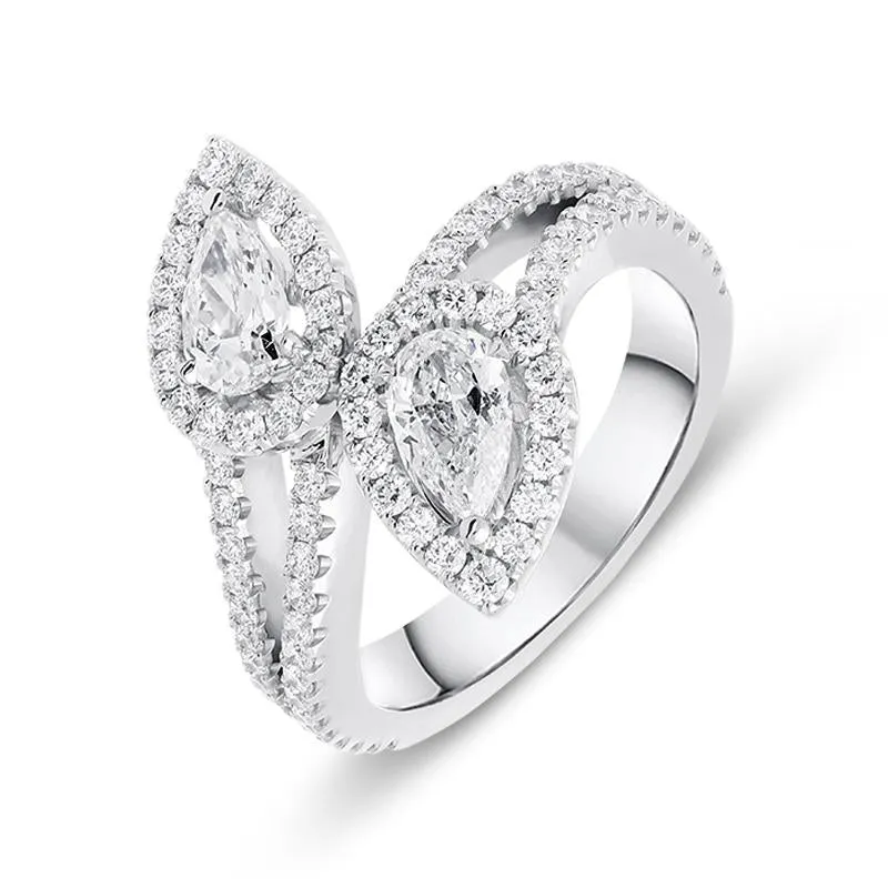 18ct White Gold 1.74ct Pear Cut Diamond Dress Ring D