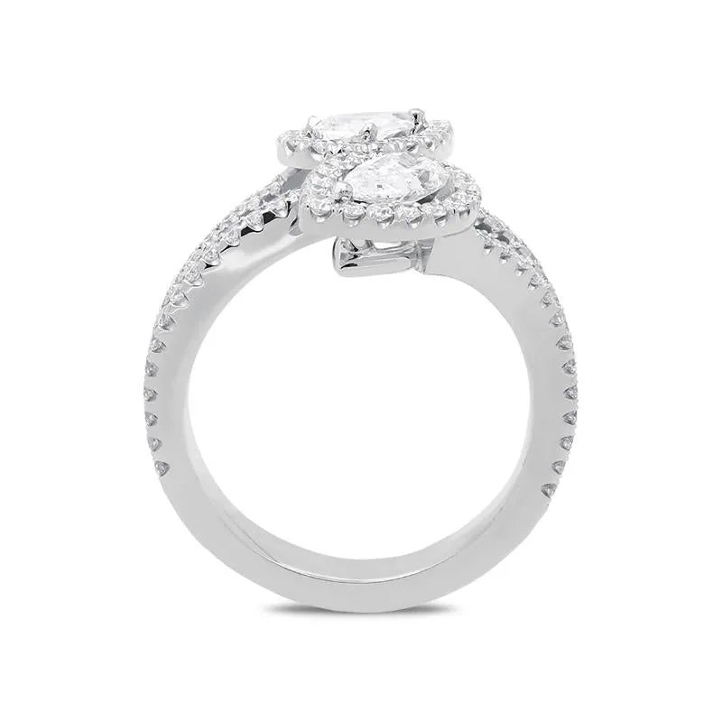 18ct White Gold 1.74ct Pear Cut Diamond Dress Ring D