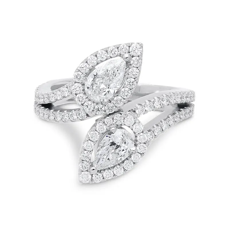 18ct White Gold 1.74ct Pear Cut Diamond Dress Ring D