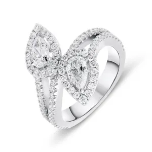 18ct White Gold 1.74ct Pear Cut Diamond Dress Ring D