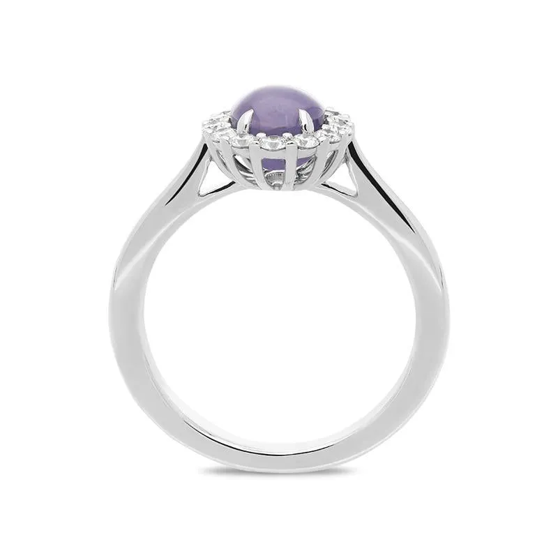 18ct White Gold 2.20ct Star Sapphire and Diamond Cluster Ring