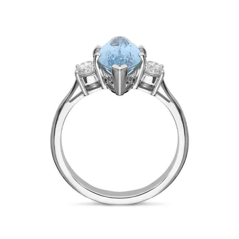 18ct White Gold 2.35ct Aquamarine Diamond Marquise Ring