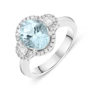 18ct White Gold 2.68ct Aquamarine and Diamond Ring