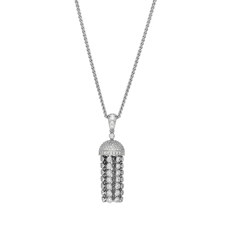 18ct White Gold 2.82ct Diamond Chandelier Drop Necklace D