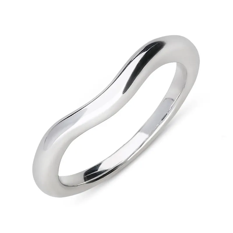 18ct White Gold 3mm Wishbone Wedding Ring D
