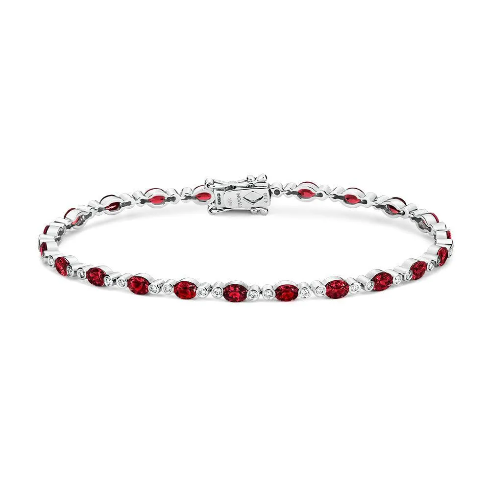 18ct White Gold 4.66ct Ruby Diamond Bracelet
