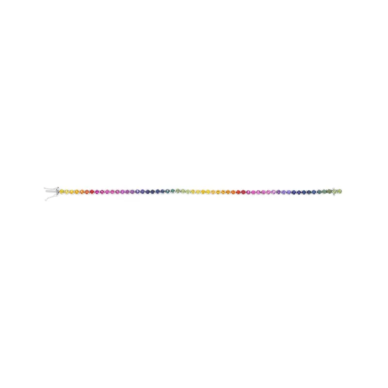 18ct White Gold 6.98ct Rainbow Sapphire Tennis Bracelet
