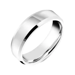 18ct White Gold 6mm Bevelled Edge Wedding Ring D