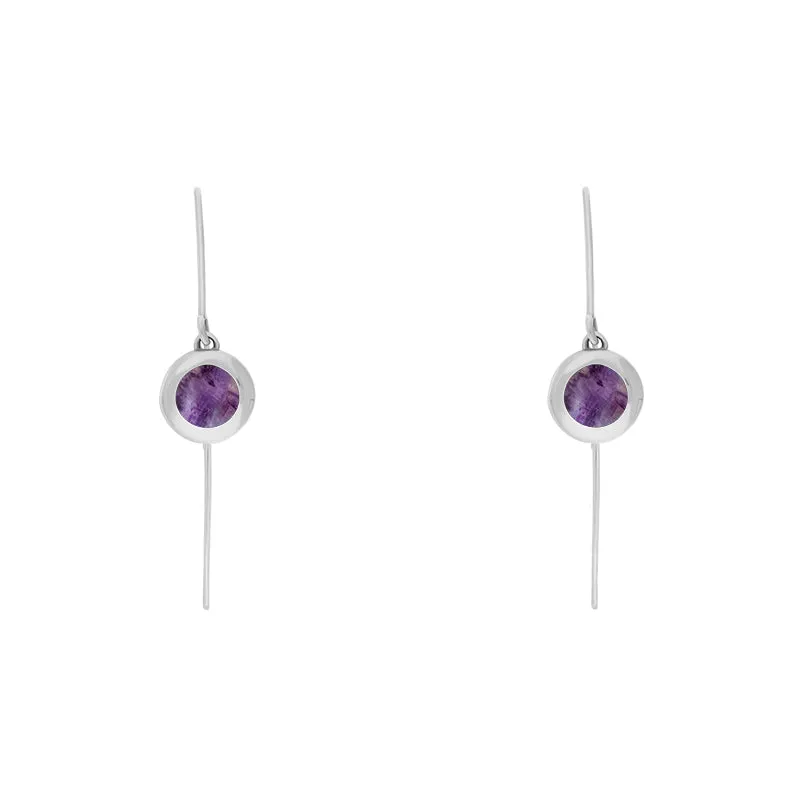 18ct White Gold Blue John Heart Disc Drop Earrings