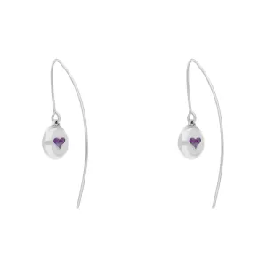 18ct White Gold Blue John Heart Disc Drop Earrings
