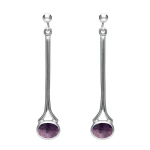 18ct White Gold Blue John Long Drop Earrings