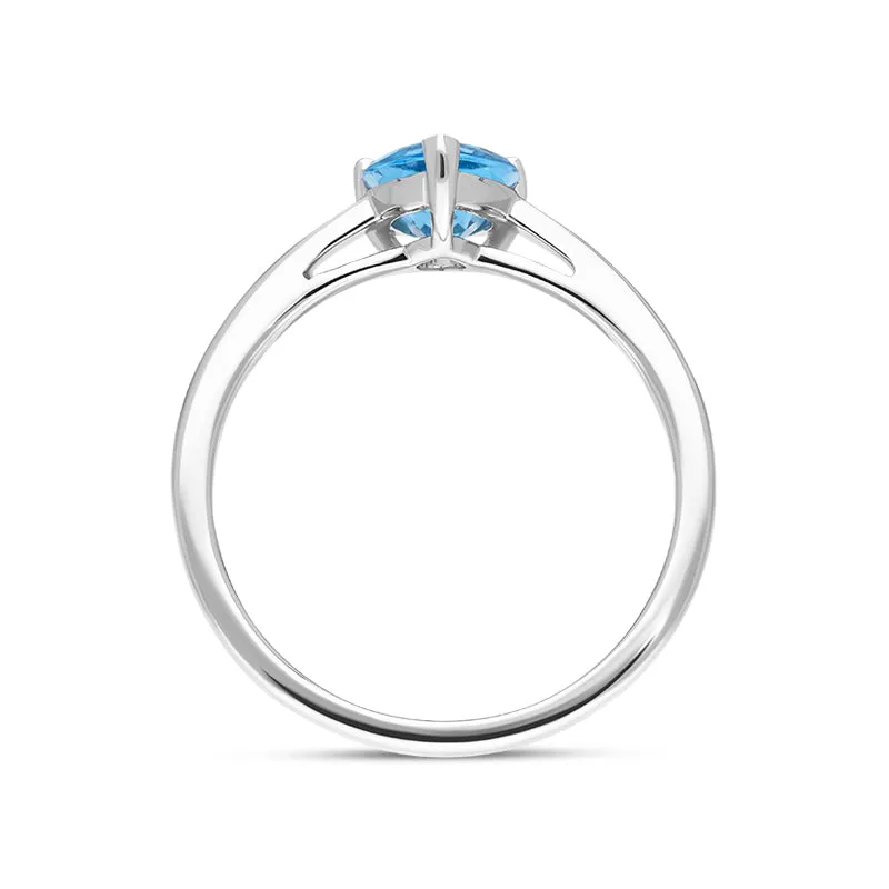 18ct White Gold Blue Topaz Pear Cut Solitaire Ring