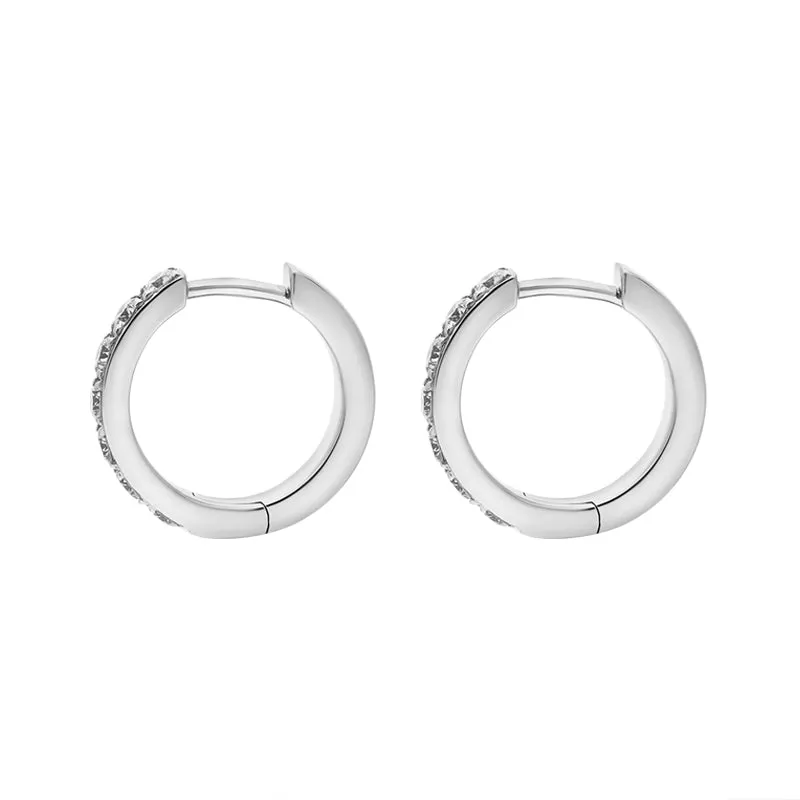 18ct White Gold Diamond 15mm Hoop Earrings