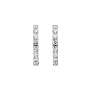 18ct White Gold Diamond 15mm Hoop Earrings