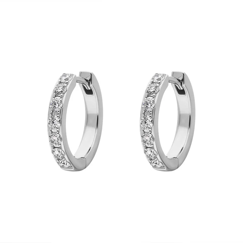 18ct White Gold Diamond 15mm Hoop Earrings